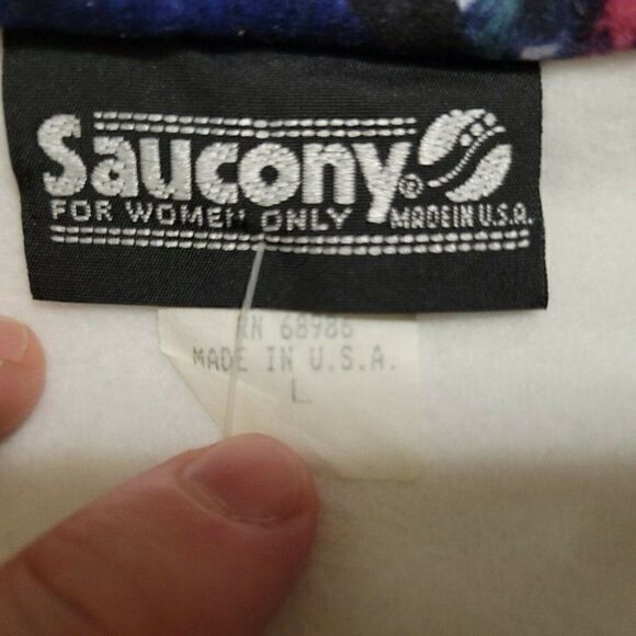 VINTAGE SAUCONY WHITE FLEECE JACKET L 90'S RETRO - Picture 3 of 5
